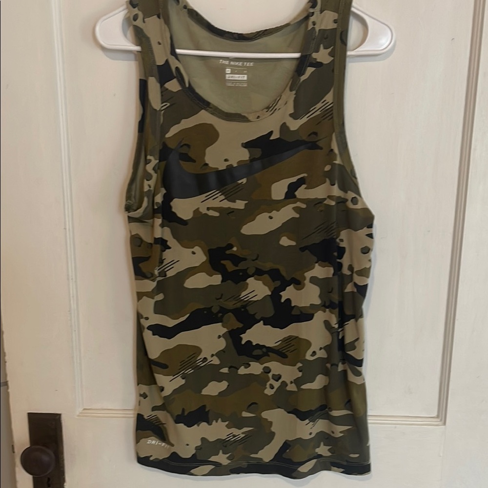 Nike Green and Brown Fitted Tank Top
